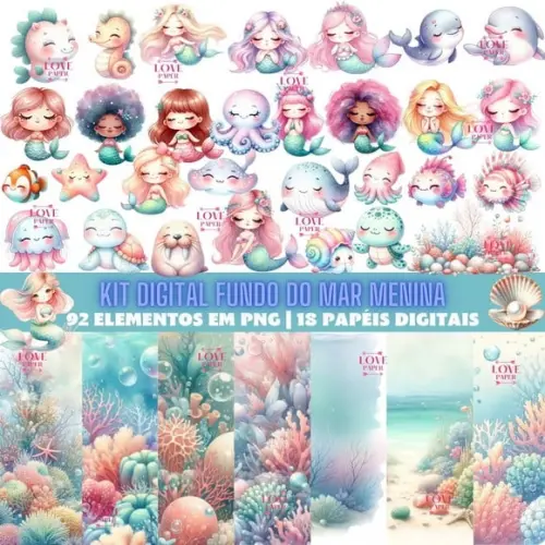 Kit Digital Fundo do Mar Menina