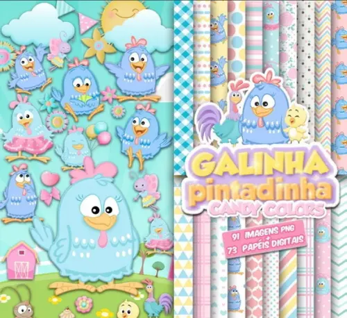 Kit Digital Galinha Pintadinha Candy Colors