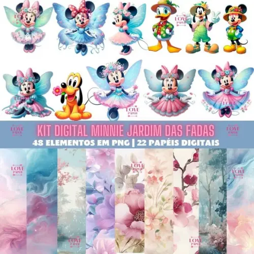 Kit Digital Minnie Jardim das Fadas
