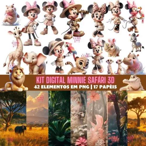 Kit Digital Minnie Safári 3d
