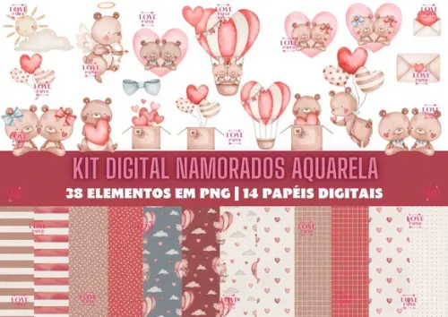 Kit Digital Namorados Aquarela