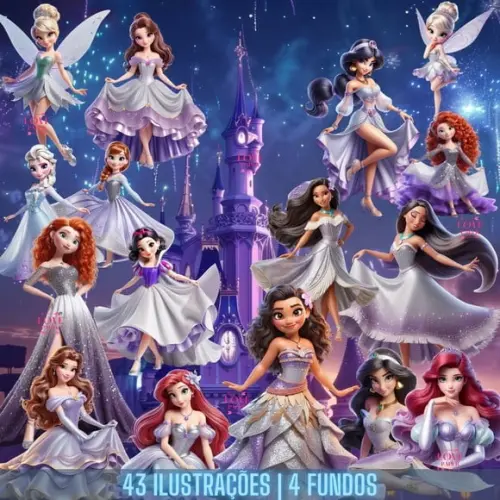 Kit Digital Princesas Disney 3d
