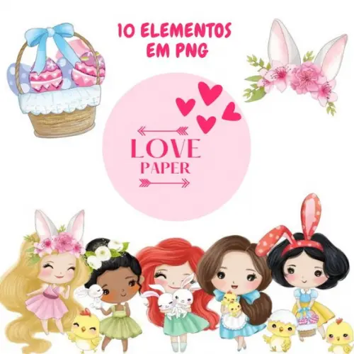 Kit Digital Princesas Páscoa
