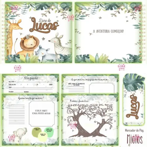 Livro do Bebê Safari Aquarela - Arquivo Digital