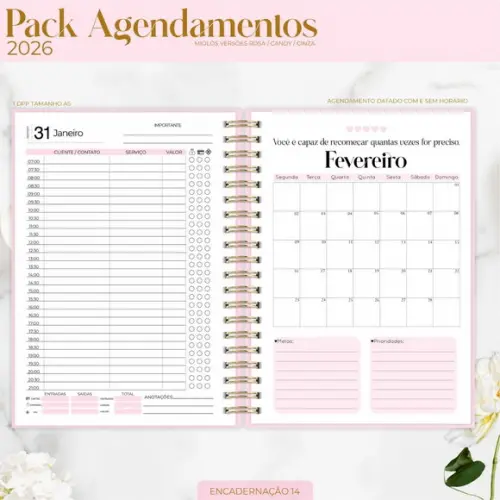 Pack Agendamentos 2026 Arquivo Digital