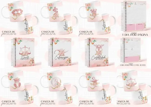 Pack Profissões Agendas e Arte Canecas Arquivo Digital