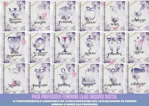Pack Profissões Feminina Lilás Arquivo Digital