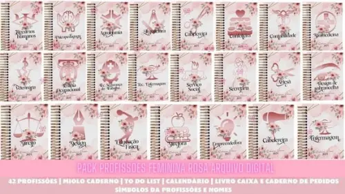 Pack Profissões Feminina Rosa Arquivo Digital