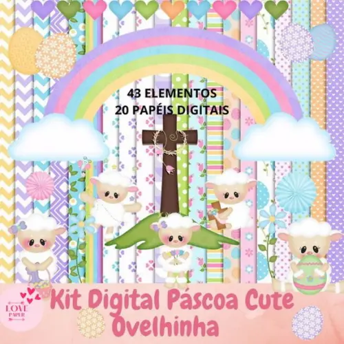 Páscoa Cute Ovelhinha Kit Digital