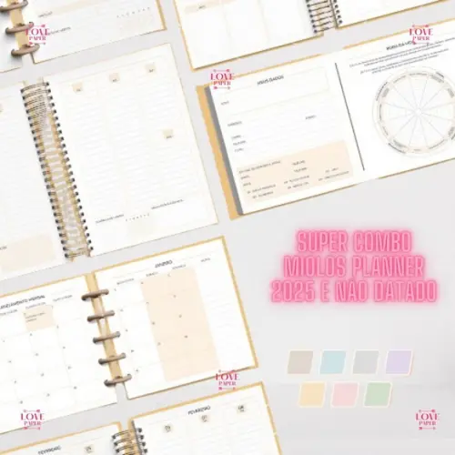 Super Combo Miolos Planner 2024 e Não Datado Arquivo Digital