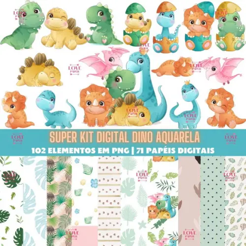 Super Kit Digital Dino Aquarela