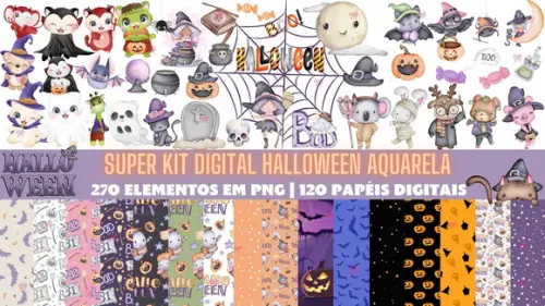 Super Kit Digital Halloween Aquarela