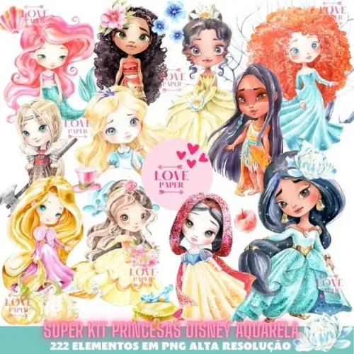 Super Kit Princesas Disney Aquarela