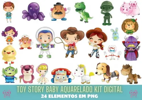 Toy Story Baby Aquarelado Kit Digital