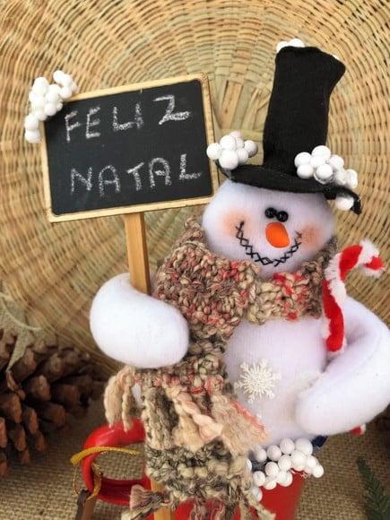 Boneco de Pano Neve na Caneca