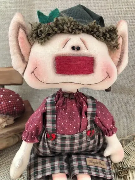 Boneco de Pano Elfo e Seu Cogumelo