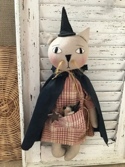 Boneco de Pano Gato Bruxinho e Seu Ratinho
