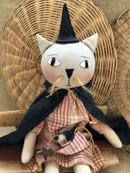 Boneco de Pano Gato Bruxinho e Seu Ratinho