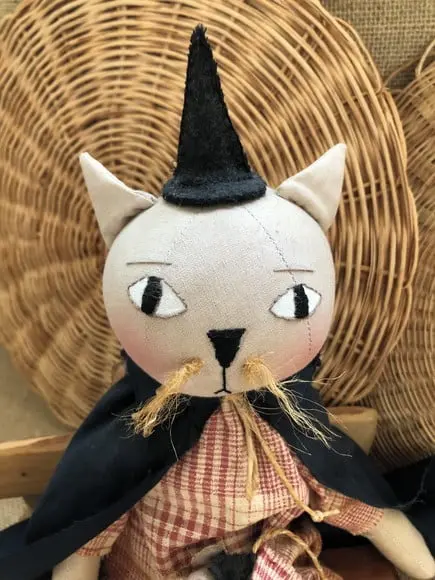 Boneco de Pano Gato Bruxinho e Seu Ratinho