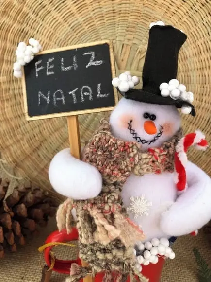 Boneco de Pano Neve na Caneca