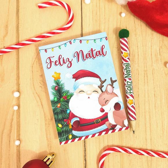 10 Bloquinhos com Mini Lápis Natal