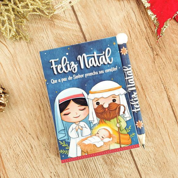 10 Bloquinhos com Mini Lápis Natal Cristão