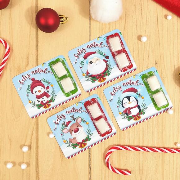 20 Cartões com Chiclete Personalizado Natal