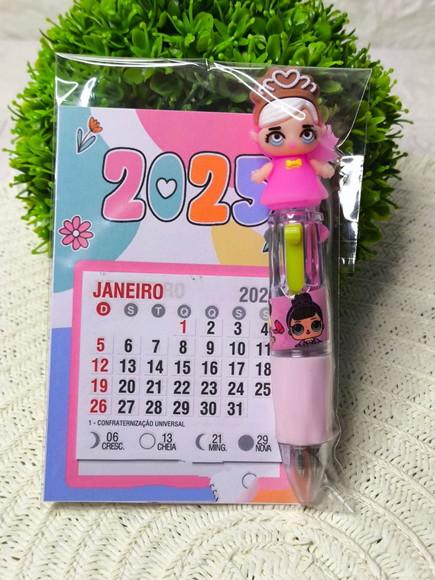 20 Mini Calendários com Mini Caneta 4 Cores