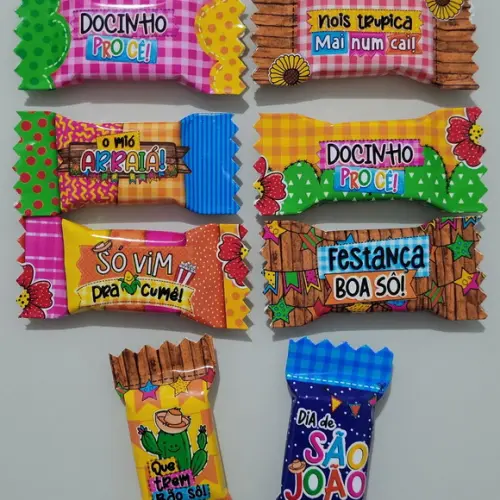 100 Balas Personalizadas Paçoquita Festa Junina