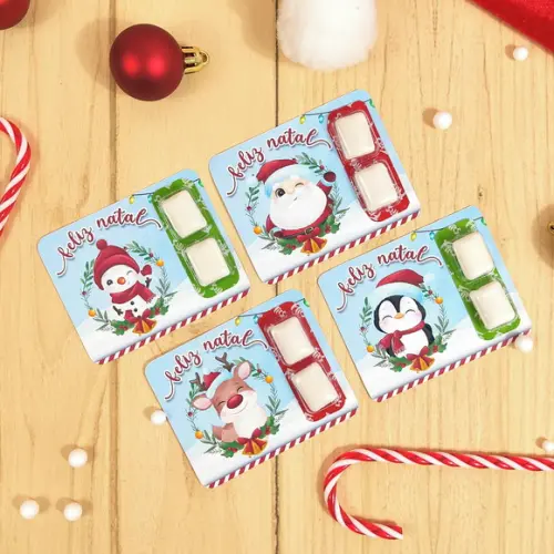 20 Cartões com Chiclete Personalizado Natal