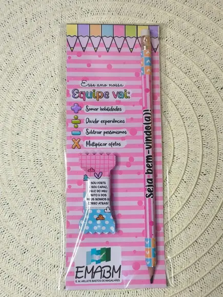 20 Cartões com Lápis e Bala Volta as Aulas