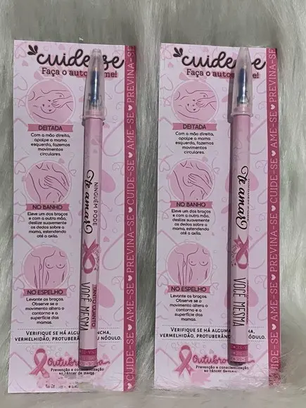 Cartão com Caneta Outubro Rosa