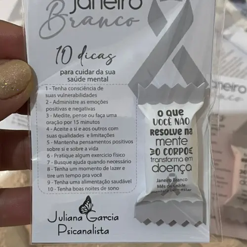 Cartão com Bala Personalizada Janeiro Branco