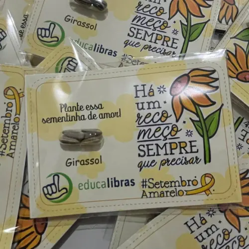 Cartão com Sementes de Girassol Setembro Amarelo