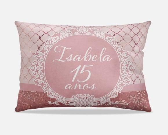 Almofada 15 Anos Rosê Gold e Branco