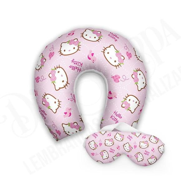 Kit Almofada Pescoço + Mascara de Dormir Hello Kitty