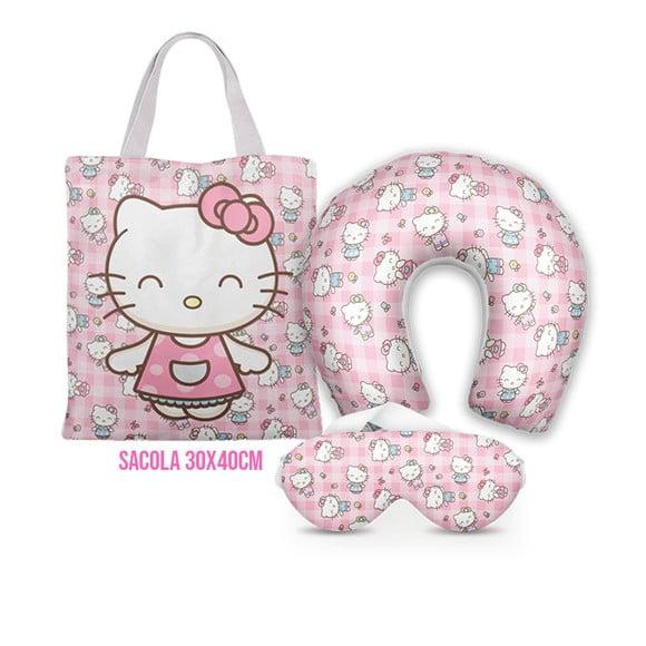 Kit Almofada Pescoço + Ecobag G + Mascara Hello Kitty