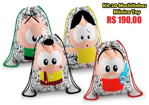 Kit 20 mochilinhas Turma da Mônica Toy