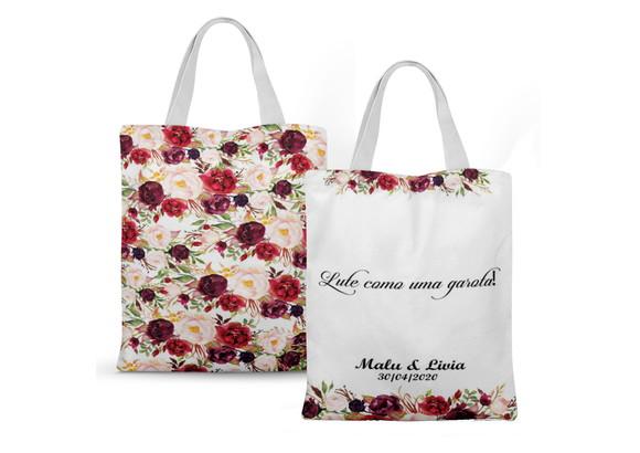 Sacola personalizada Casamento floral marsala 30x40cm adulto