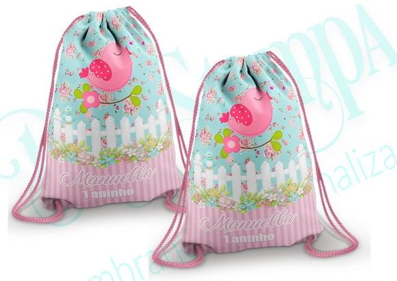 Mochilinha personalizada Jardim encantado