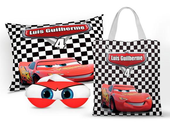 Kit Almofada + Mascara + Ecobag Carros disney