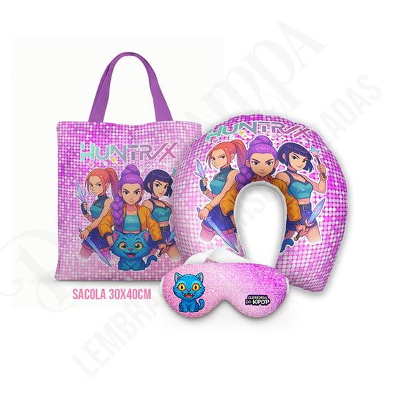 Kit Almofada Pescoço + Ecobag G + Mascara Guerreiras K-pop