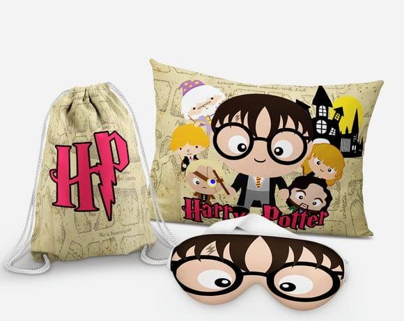 Kit Almofada + Mascara + Mochila Harry Potter