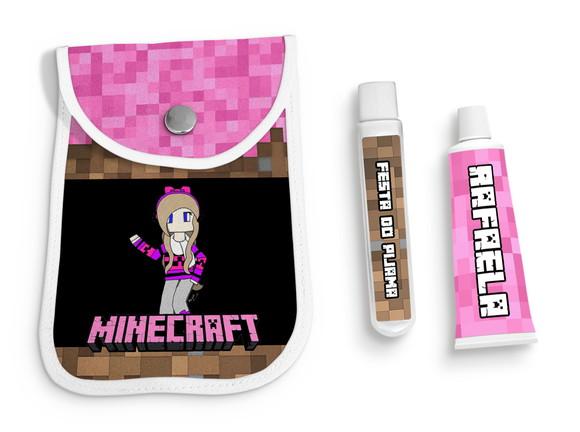 Kit Higiene Necessarie Escova E Pasta Minecraft Meninas Rosa