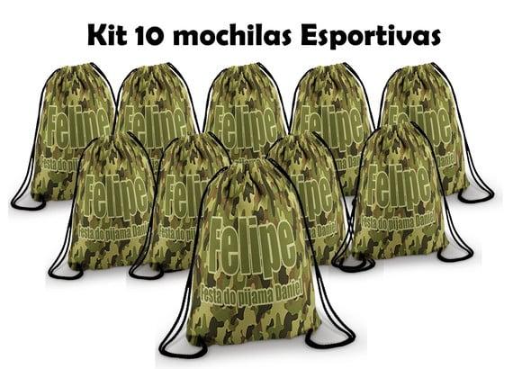 Kit 10 Mochilas esportivas Camuflada