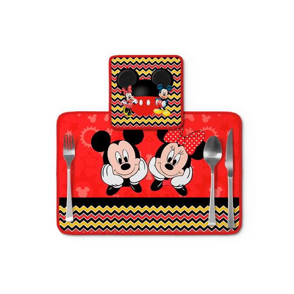 Jogo Americano Mickey e Minnie Vermelho