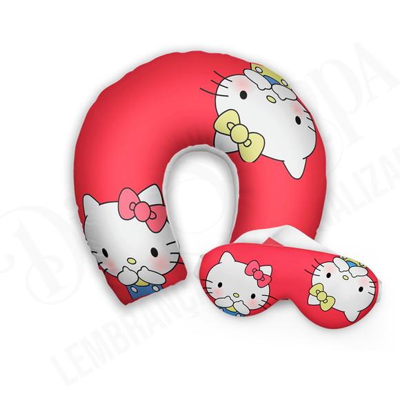 Kit Almofada Pescoço + Mascara de Dormir Hello Kitty