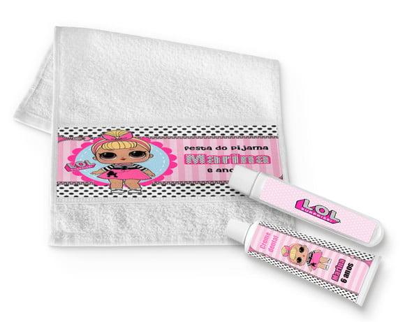 Kit Toalha higienica + Escova e Creme dental LOL Surprise