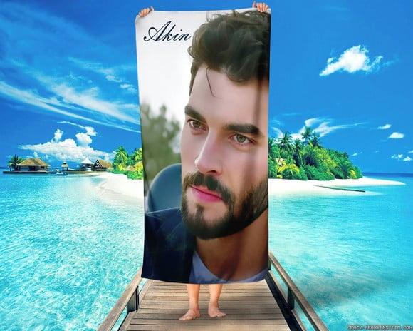 Toalha personalizada AKIN AKINOZU ator turco ( hercai)