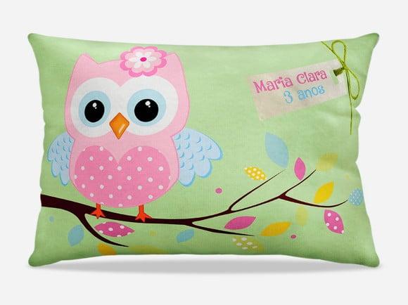 Almofada Personalizada Tema Festa Corujinha Jardim